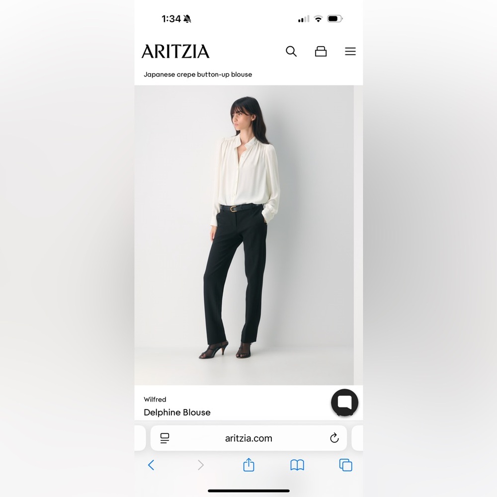 Aritzia Delphine blouse size Small in color Light Birch